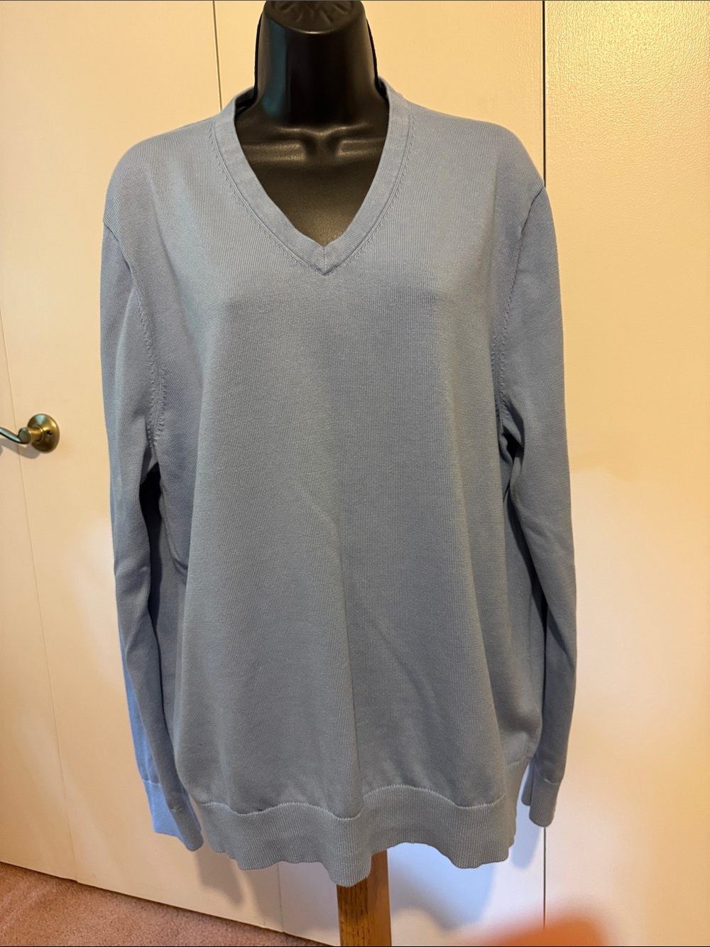 Lands' End Men's V-Neck Sweater in Light Blue